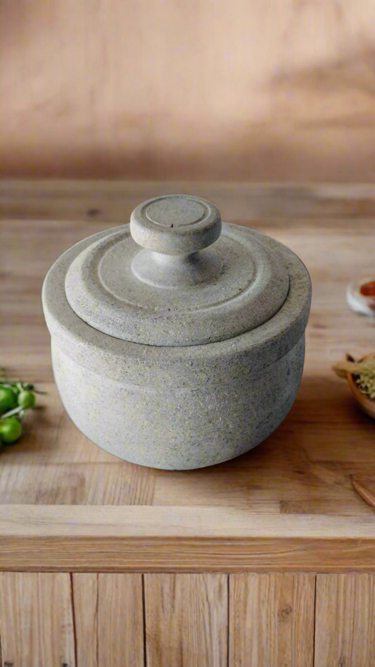 Soapstone Curd Pot/Salt,Pickle, Tamarind Storage Pot