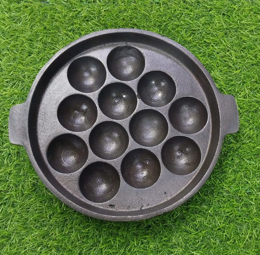 Cast iron Mini Paniyarakal - 12 Pit Flat bottom
