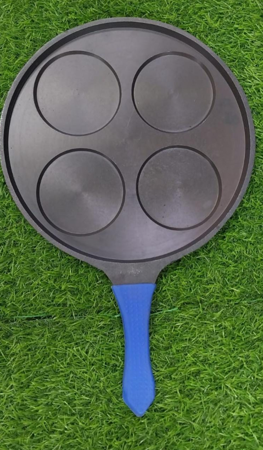 Cast iron Mini Uthappam Tawa-4 Pit With Silicon Handle